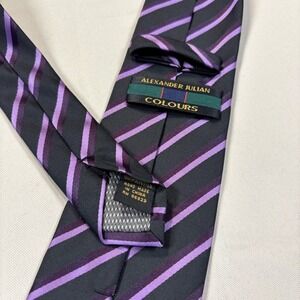 Alexander Julian Dark Purple‎ and Lavender Striped Tie